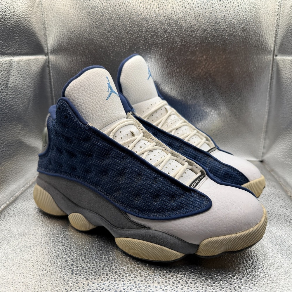 Size 9 Air Jordan 13 Retro Mid Flint French Blue Mens Sneaker Shoes 414571-404